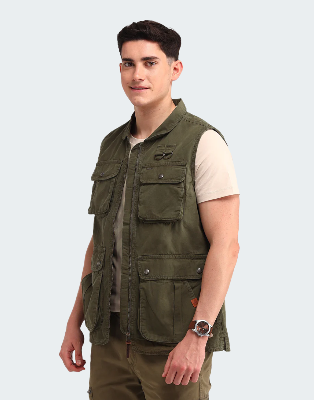 Olive Solid Regular Fit Jacket