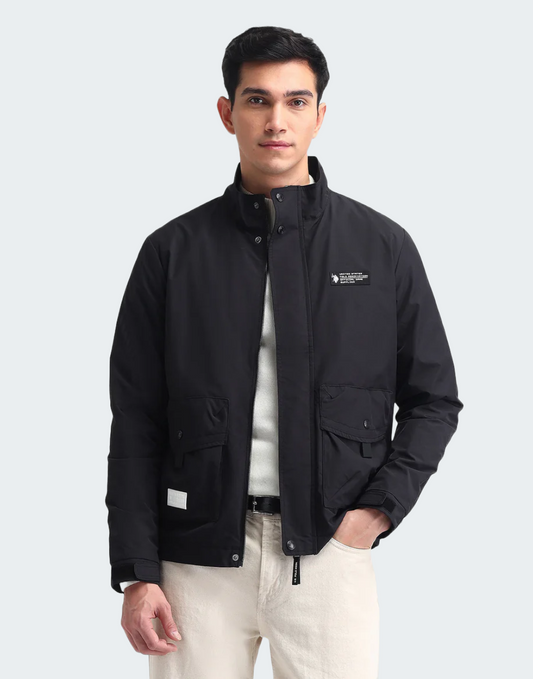 Regular Fit Solid Casual Jacket