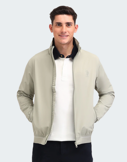 Light Green Colour Blocked Regular Fit Jacket