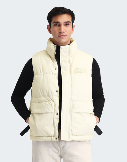 Ivory Regular Fit Solid Padded Jacket