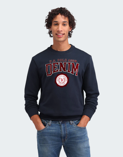 Navy Brand Printed Regular Fit Sweatshirt