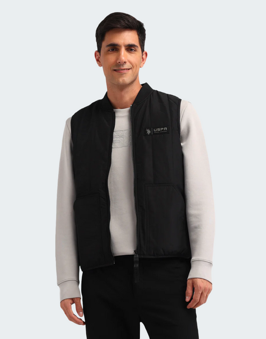 Black Half Sleeves Colour blocked Regular Fit Jacket