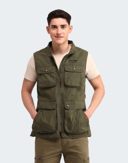 Olive Solid Regular Fit Jacket