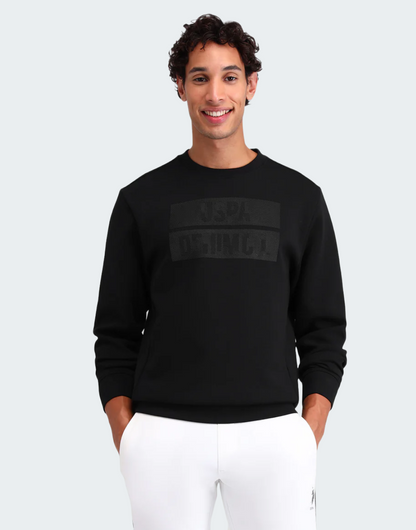 Black Brand Printed Regular Fit Sweatshirt