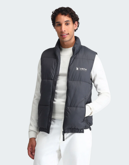 Grey High Neck Padded Jacket