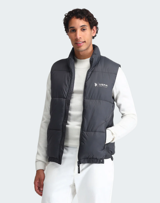 Grey High Neck Padded Jacket