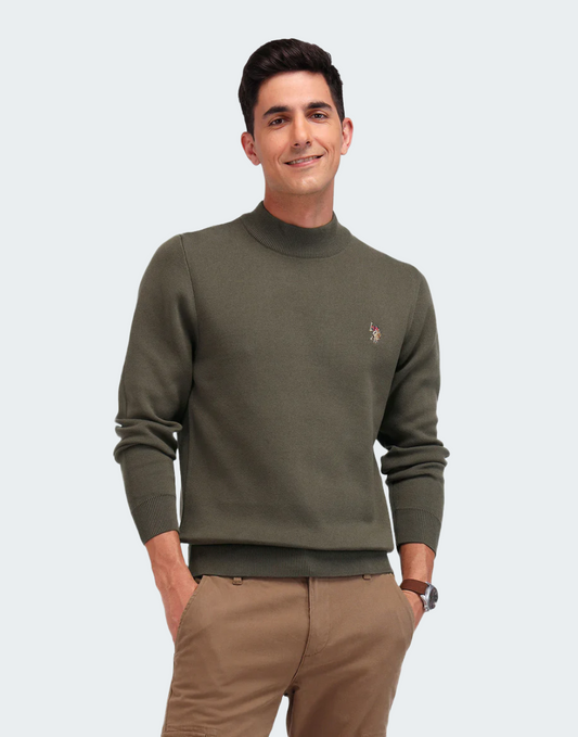 Olive Regular Fit Solid Sweater