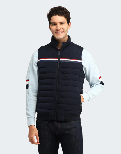 Navy Solid Regular Fit Jacket