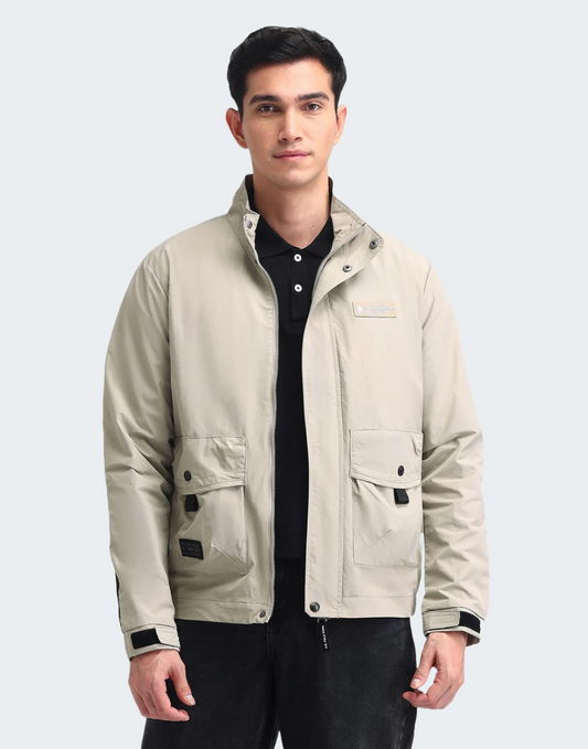 Regular Fit Solid Casual Jacket
