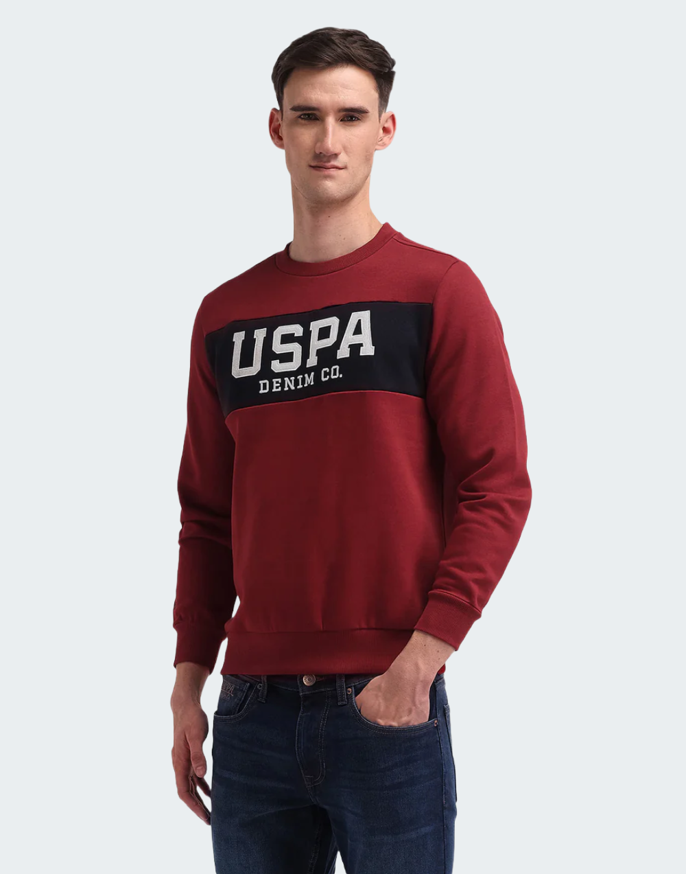 Wine Regular Fit Brand Appliqued Sweatshirt