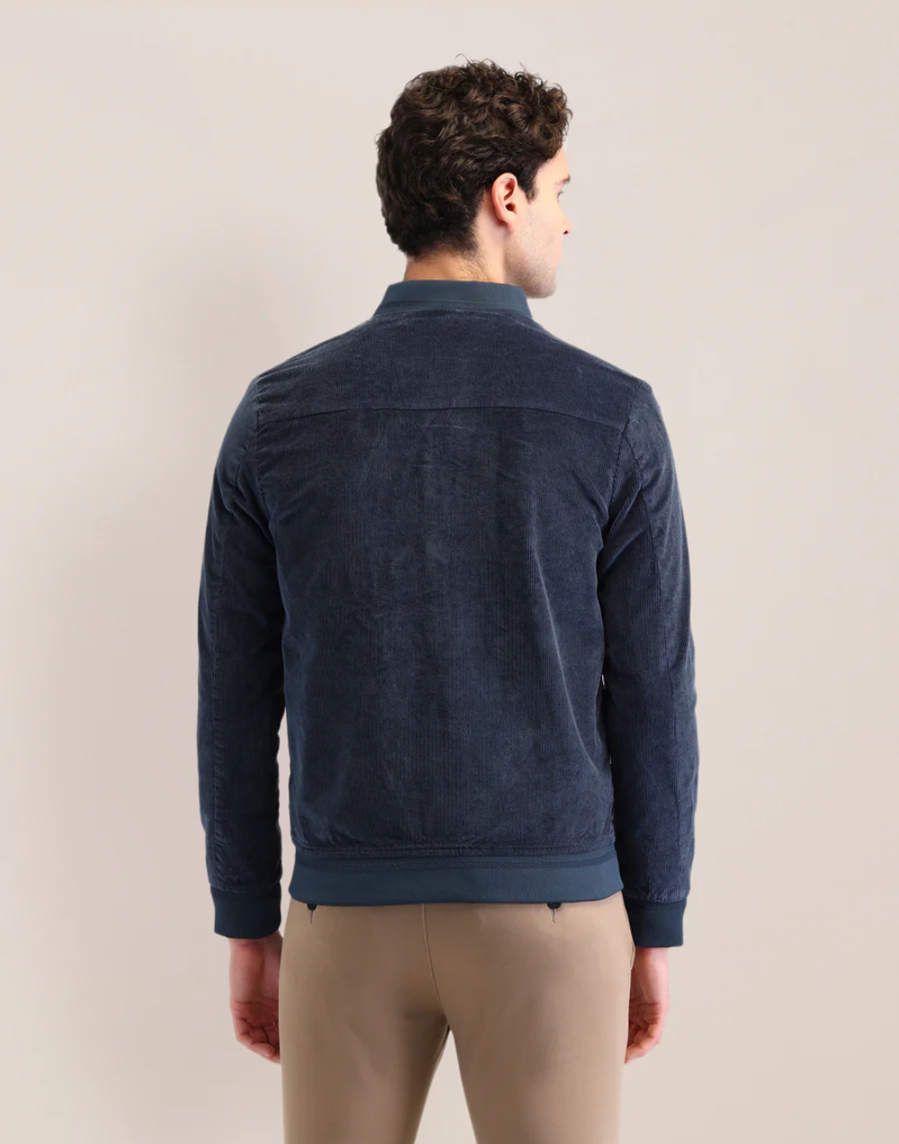 Blue Textured Regular Fit Jacket