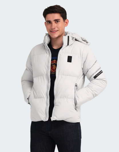 Grey Detachable Hood Padded Jacket
