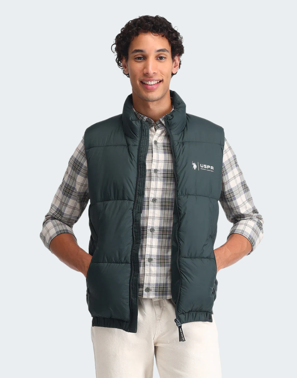 Dark Green High Neck Padded Jacket
