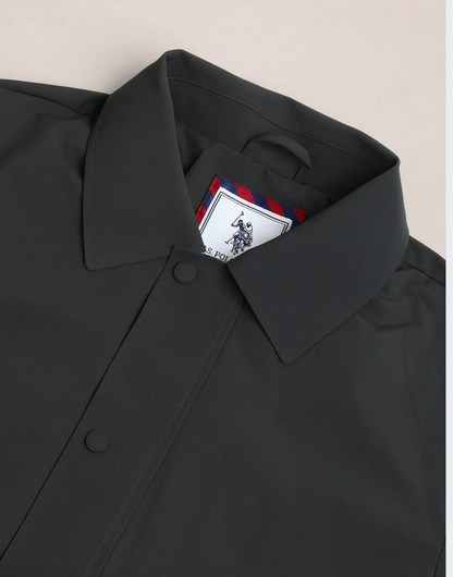 Dark Grey Spread Collar Solid Jacket