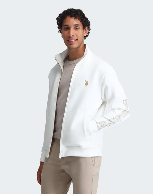 White High Neck Regular Fit Sweatshirt