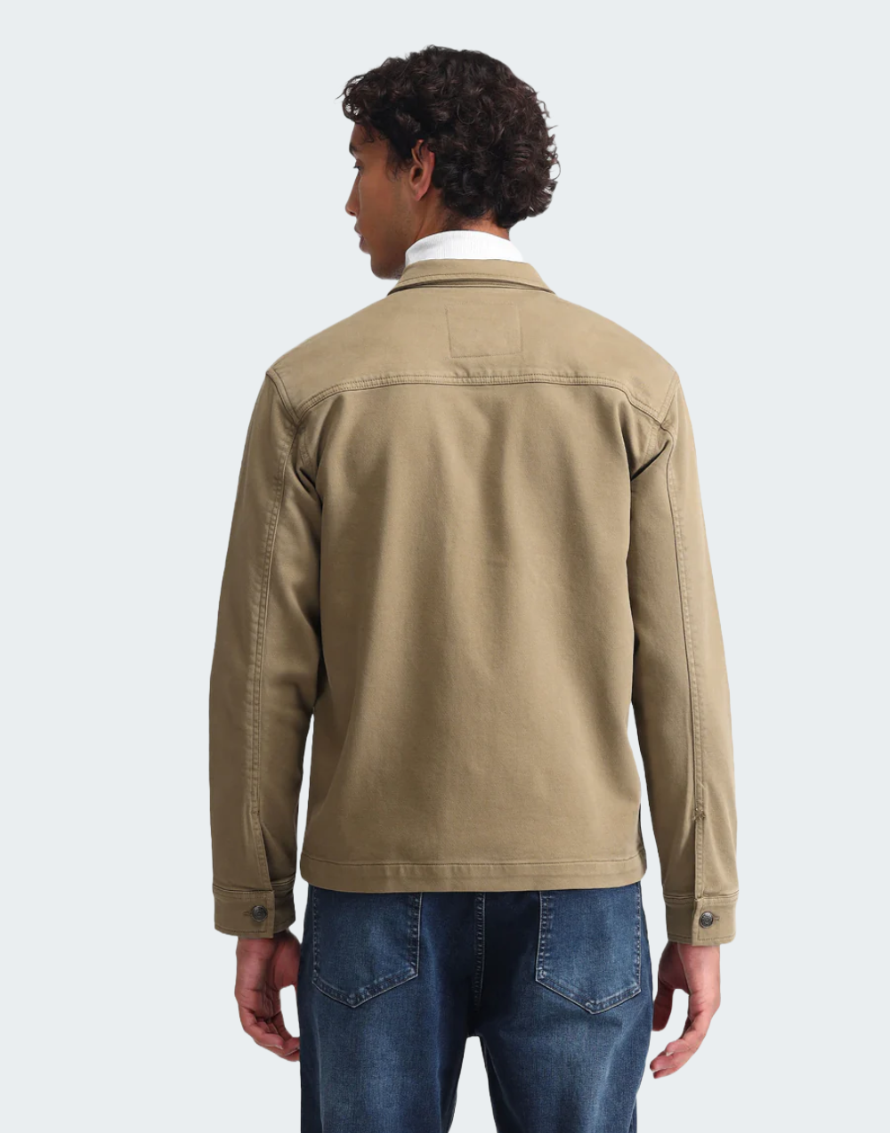 Khaki Pure Cotton Solid Jacket