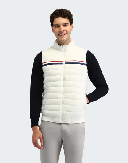 White Horizontal Stripes Regular Fit Jacket