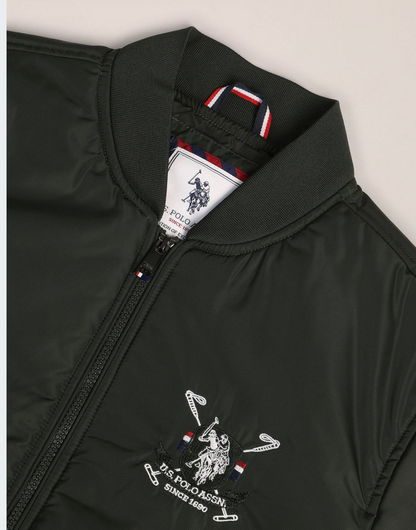 Regular Fit Solid Bomber Jacket