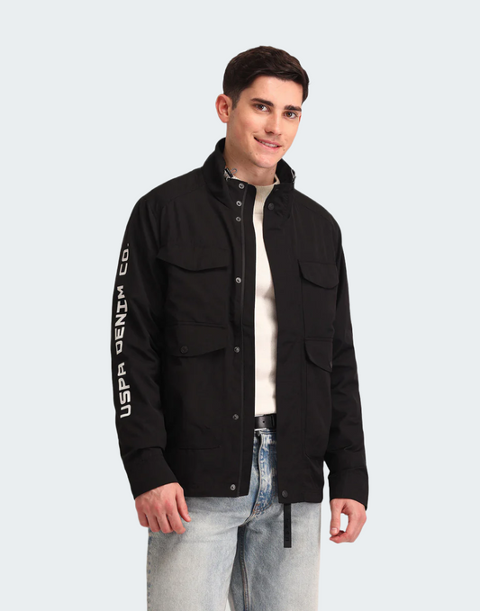 Regular Fit Solid Casual Jacket