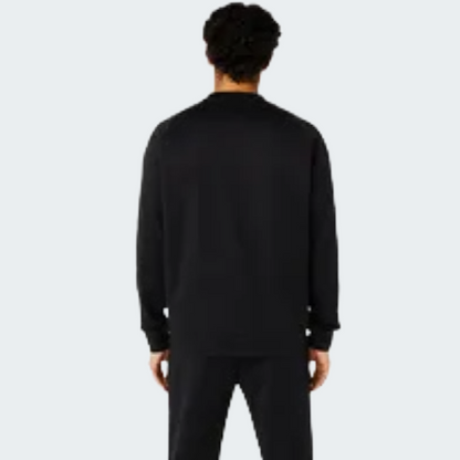 BLACK GRAPHIC FLEECE CREW TOP