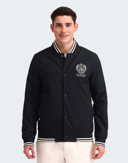 Regular Fit Solid Bomber Jacket