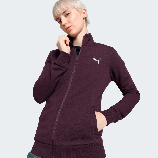 Midnight Plum Zippered Terry Women's Regular Fit Jacket