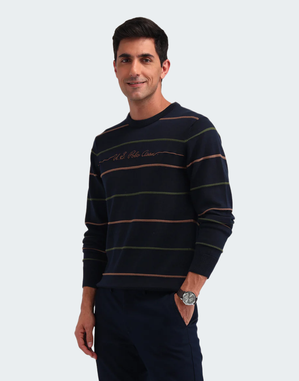 Vertical Striped Regular Fit Sweater