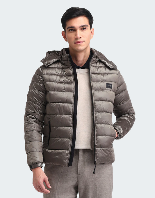 Regular Fit Solid Padded Jacket