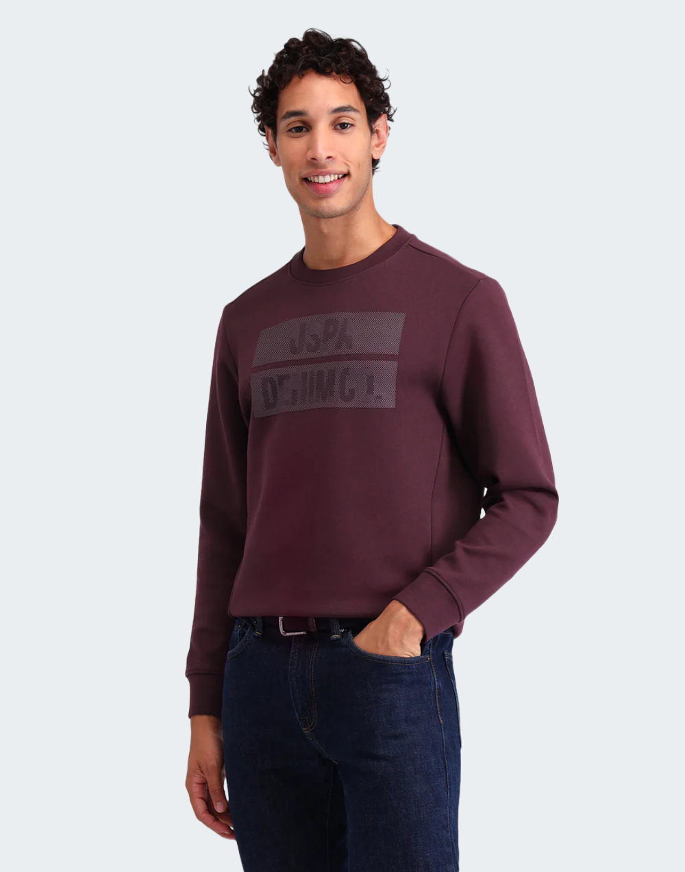 Wine Brand Printed Regular Fit Sweatshirt