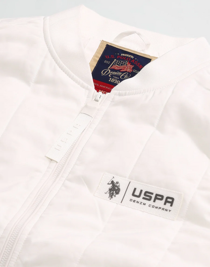 White Half Sleeves Colour blocked Regular Fit Jacket