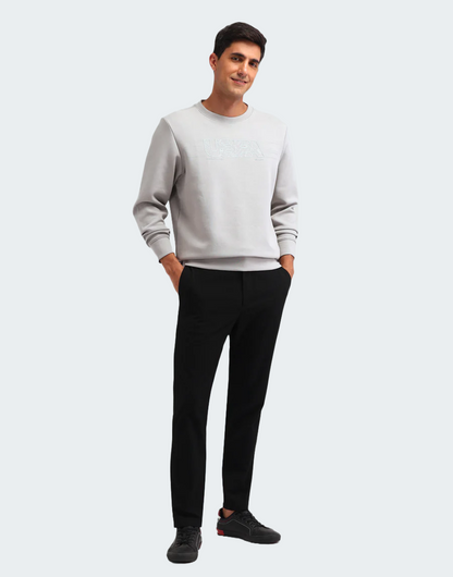 Light Grey Brand Printed Regular Fit Sweatshirt