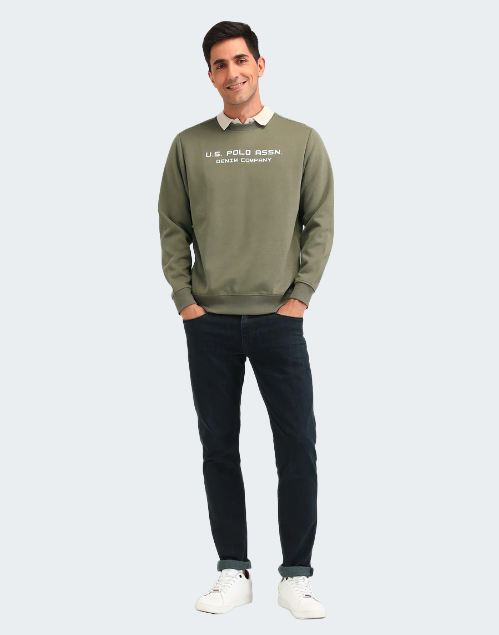 Smoky Olive Brand Printed Regular Fit Sweatshirt