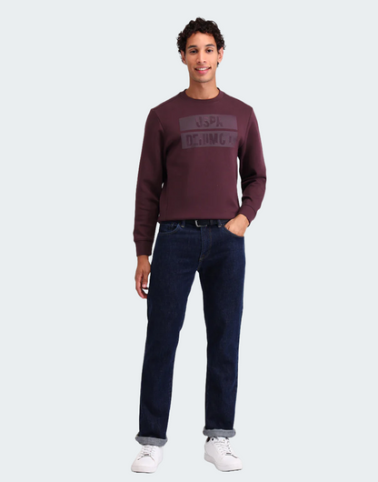 Wine Brand Printed Regular Fit Sweatshirt