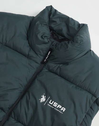 Dark Green High Neck Padded Jacket
