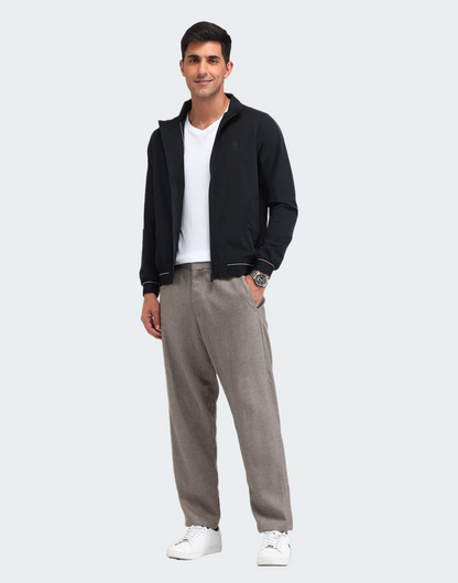 Black Colour Blocked Regular Fit Jacket