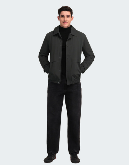Dark Grey Spread Collar Solid Jacket