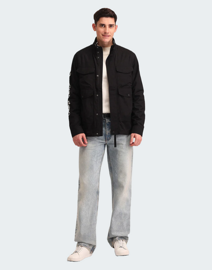 Regular Fit Solid Casual Jacket