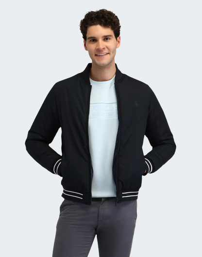 Navy Solid Regular Fit Jacket