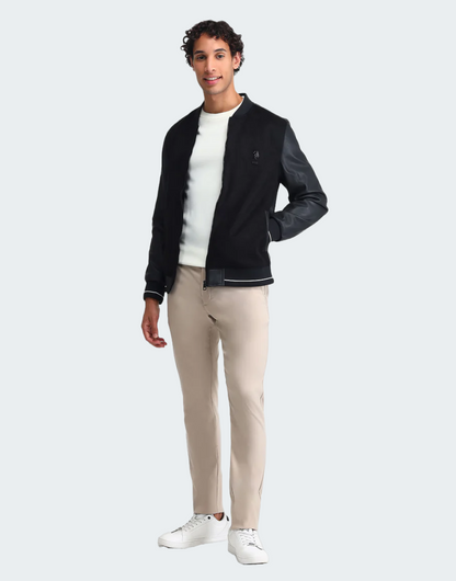 Black Embossed Branded Bomber Jacket