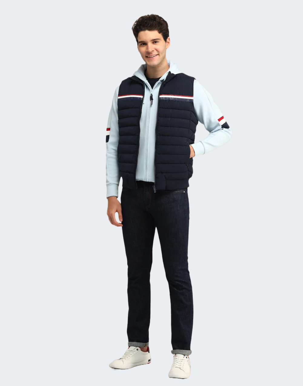 Navy Solid Regular Fit Jacket