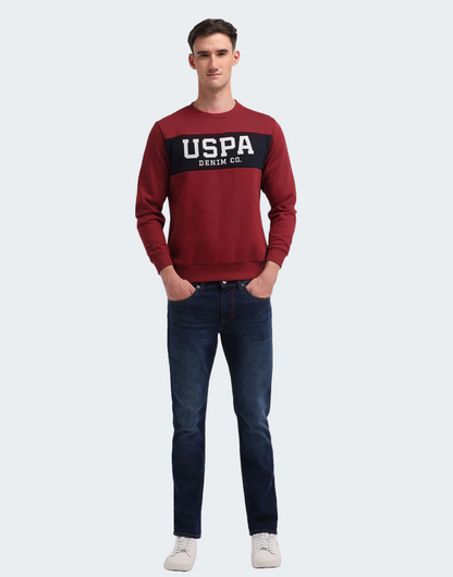 Wine Regular Fit Brand Appliqued Sweatshirt