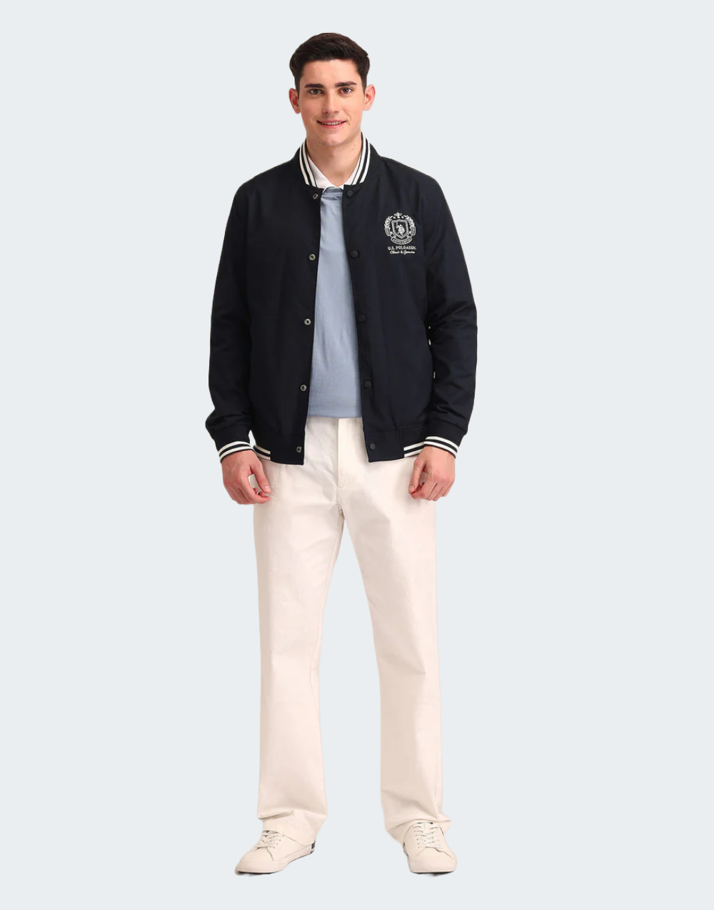 Regular Fit Solid Bomber Jacket