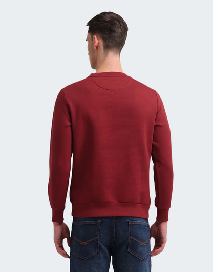 Wine Regular Fit Brand Appliqued Sweatshirt