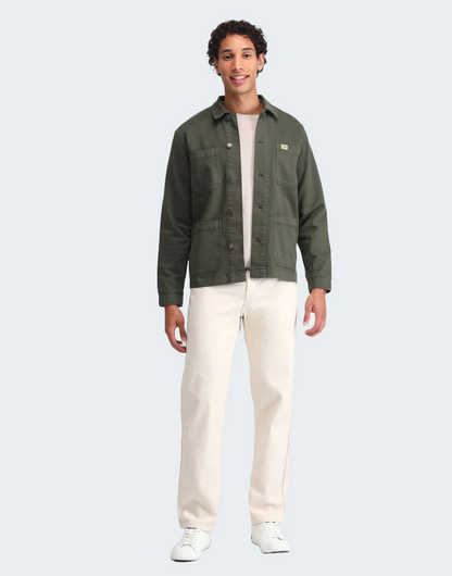 Olive Pure Cotton Solid Jacket