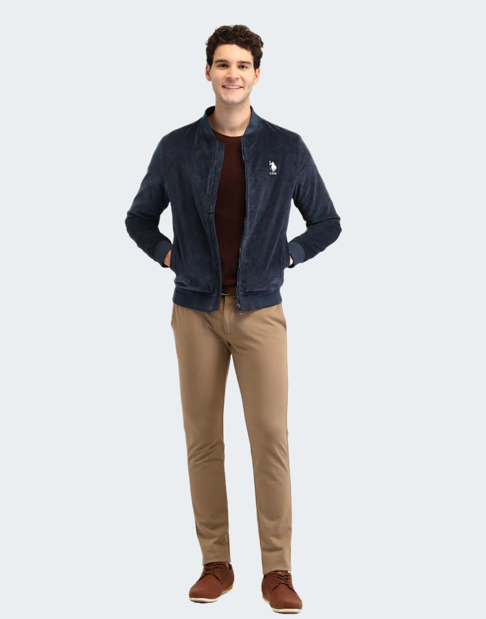 Blue Textured Regular Fit Jacket