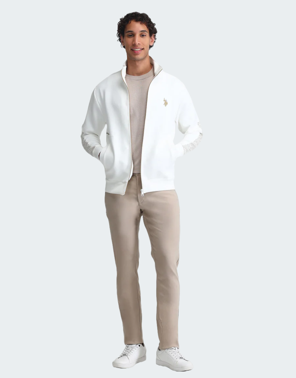 White High Neck Regular Fit Sweatshirt