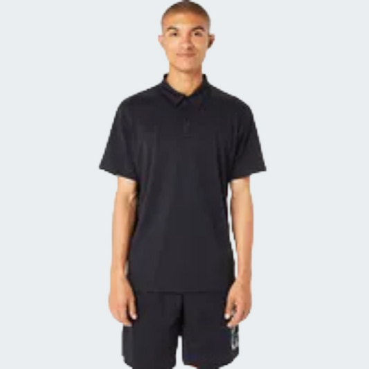 BLACK ASICS HEX GRAPHIC DRY POLO SHIRTS