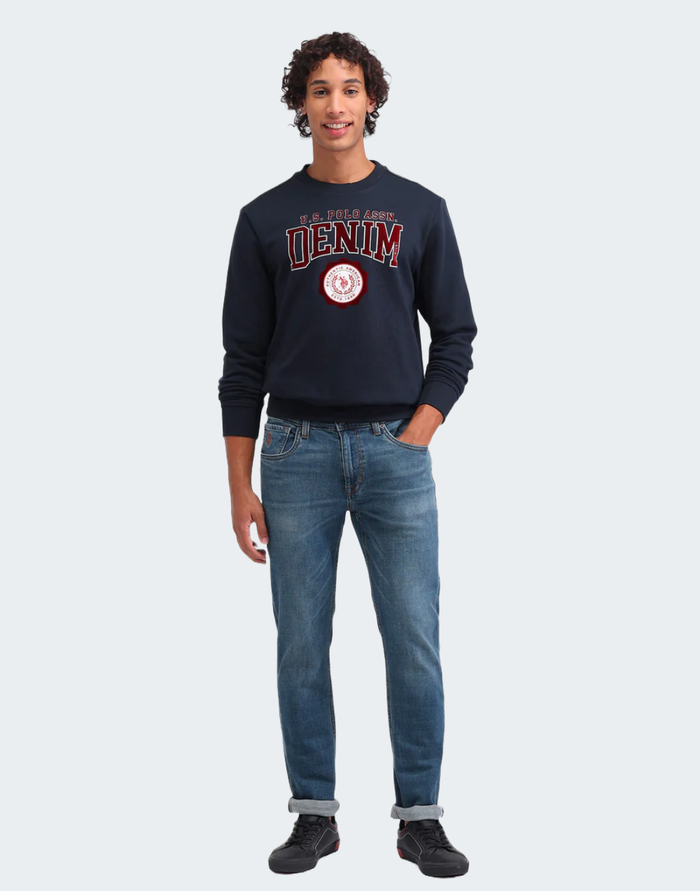 Navy Brand Printed Regular Fit Sweatshirt