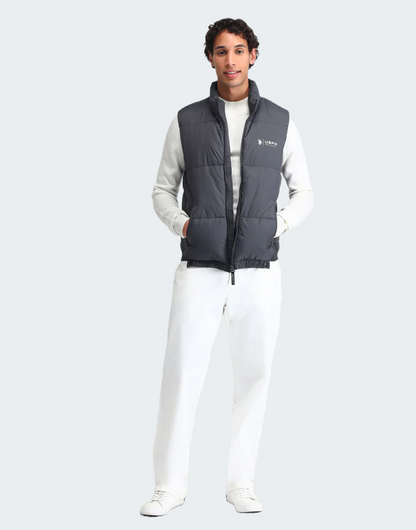 Grey High Neck Padded Jacket