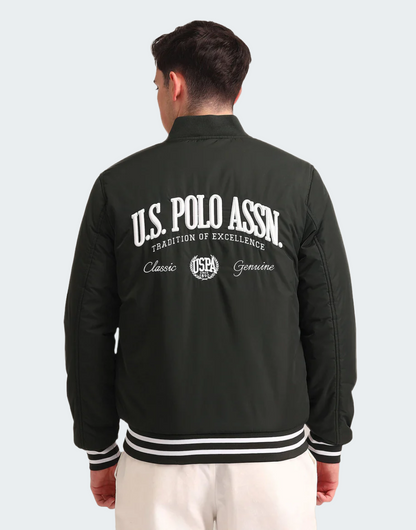 Regular Fit Solid Bomber Jacket